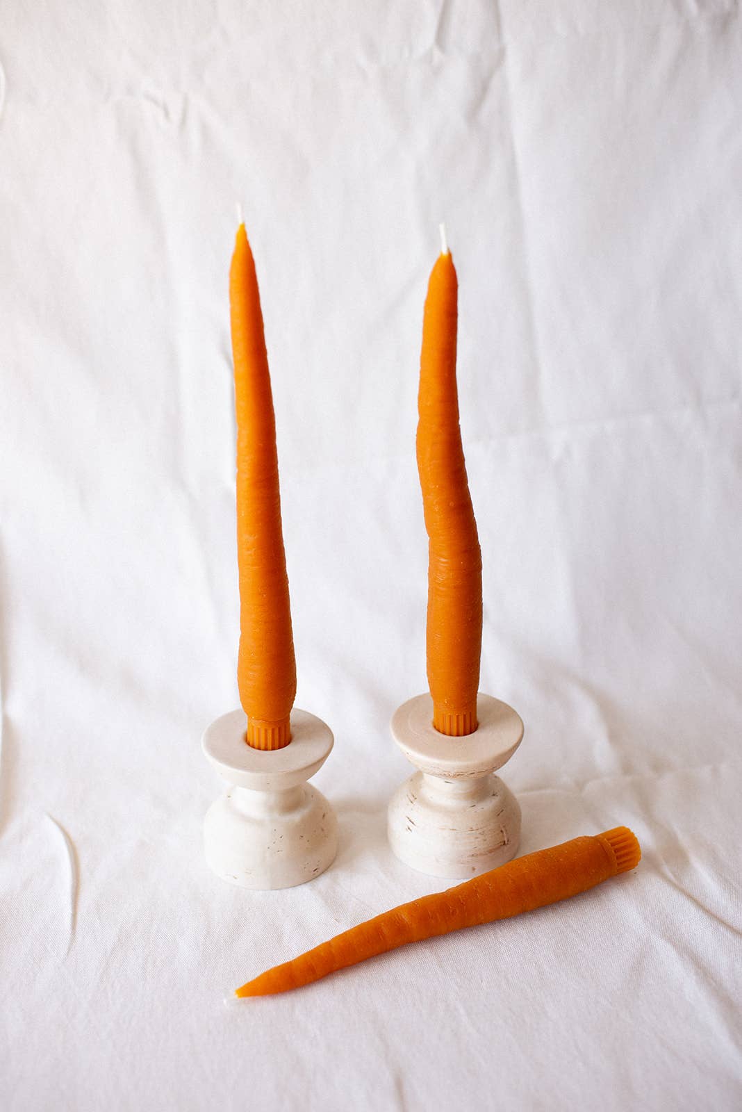 Beeswax Carrot Taper Candles (Set of 2) by Happy Organics
